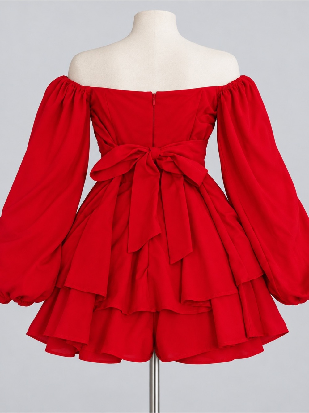 LYANER XS Red Off Shoulder
Ruffle Bow Back Holiday Party
Romper - Picture 2 of 6